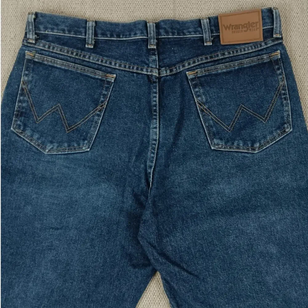 Wrangler‎ Rugged Wear Jeans Mens 36X30 Dark Blue Relaxed Straight Work Casual